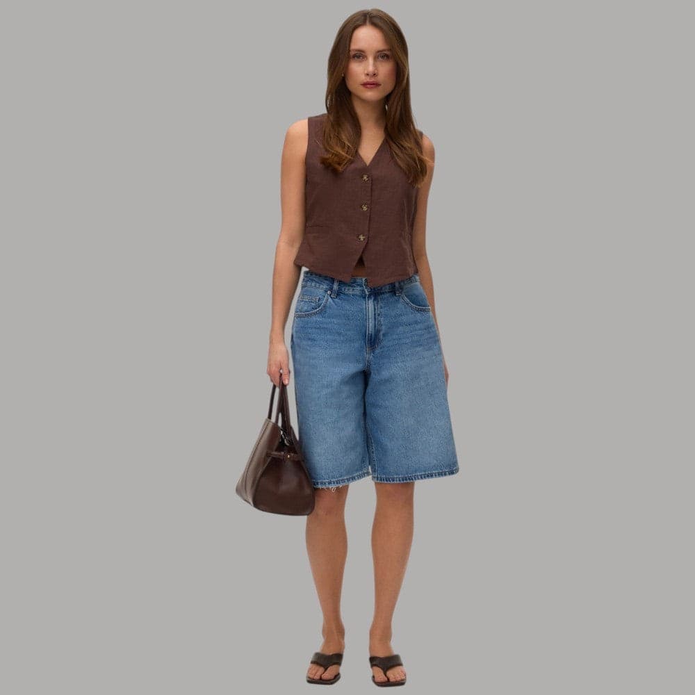 Gilet Donna Vero Moda in Misto Lino e Cotone con Bottoni - 3