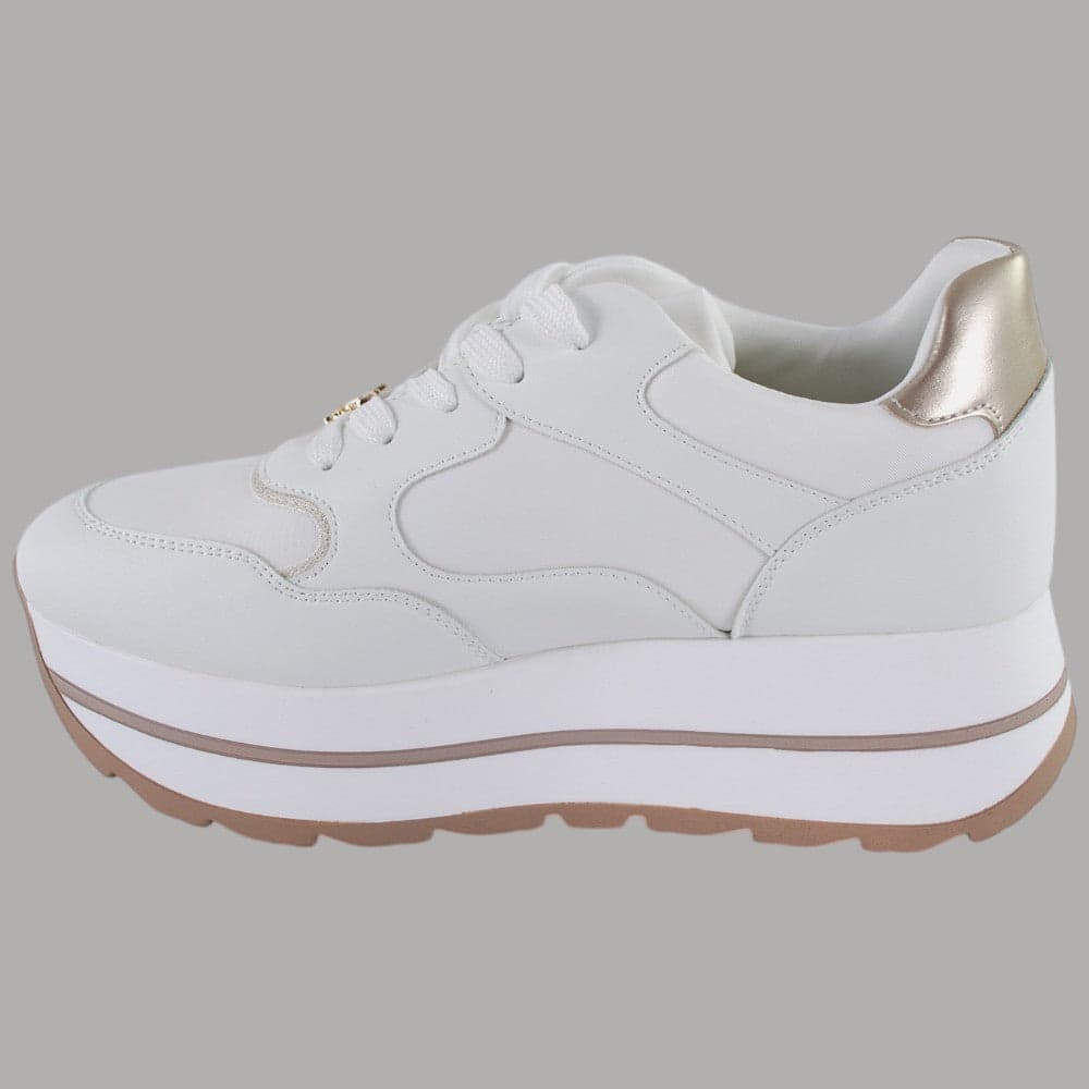 YNot Sneakers Platform STELLA Bianco Oro Glitter Altezza e Comfort - 3