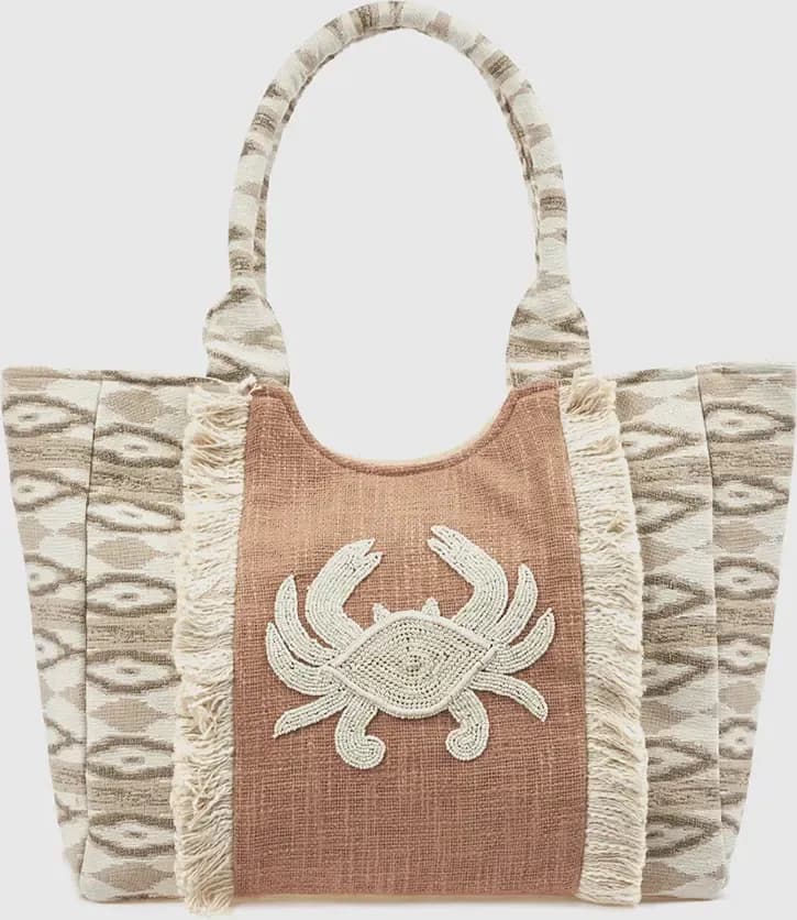 Borsa mare in cotone dettaglio granchio | Verde Fashion - 4