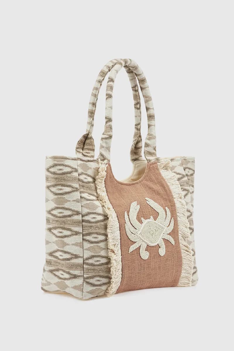 Borsa mare in cotone dettaglio granchio | Verde Fashion - 3