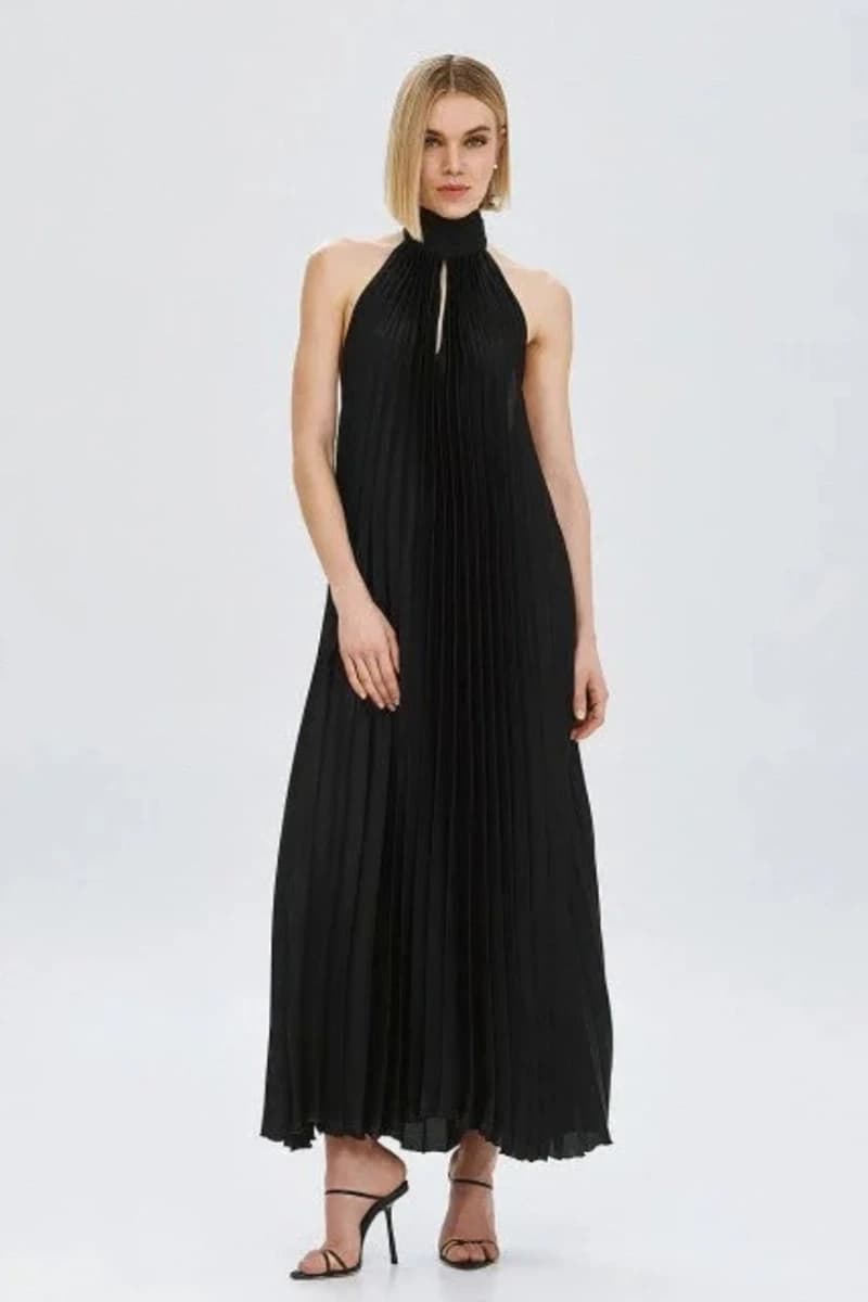 Abito lungo plissé scollo americano | ACCESS FASHION - 4