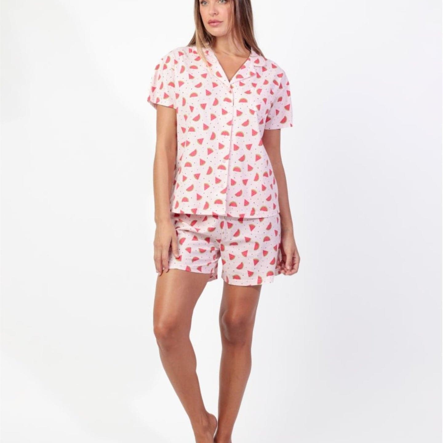 Pigiama Donna Admas 64052 Watermelon Primavera/Estate in Cotone Rosa - 5