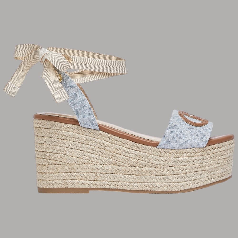 Sandali Zeppa Denim Jacquard Liu Jo con Lacci e Corda Intrecciata - 8