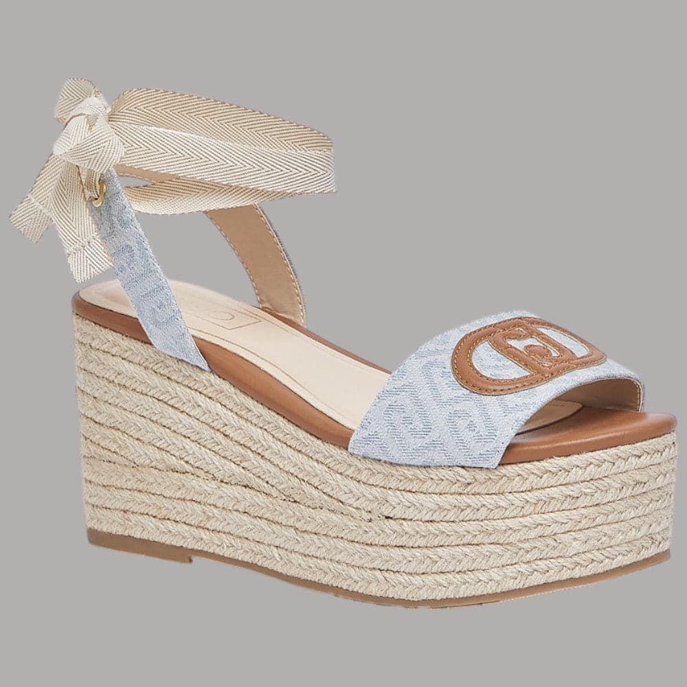 Sandali Zeppa Denim Jacquard Liu Jo con Lacci e Corda Intrecciata - 2