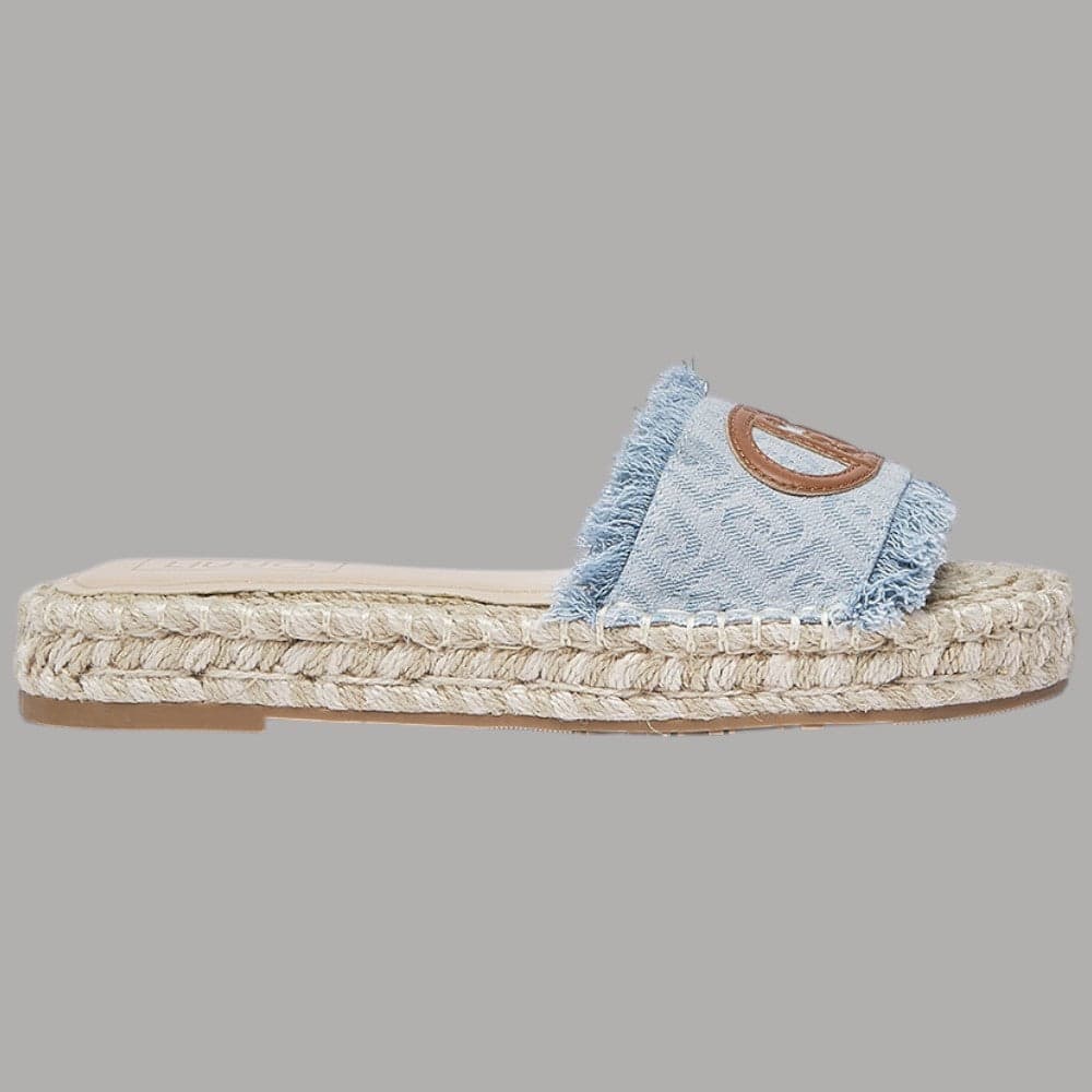 Ciabatte Espadrillas Denim Liu Jo con Logo Monogram e Orli Sfrangiati - 8