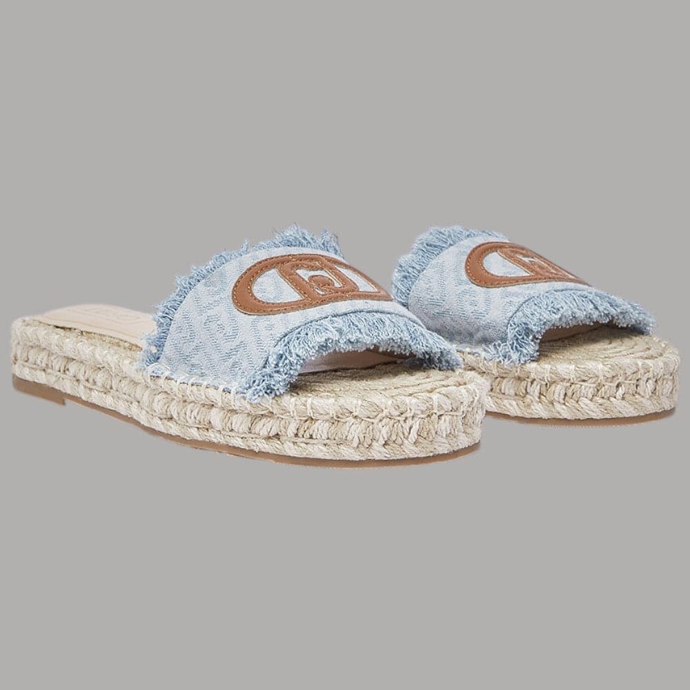 Ciabatte Espadrillas Denim Liu Jo con Logo Monogram e Orli Sfrangiati - 2