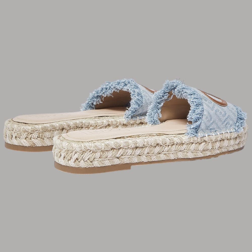 Ciabatte Espadrillas Denim Liu Jo con Logo Monogram e Orli Sfrangiati - 3