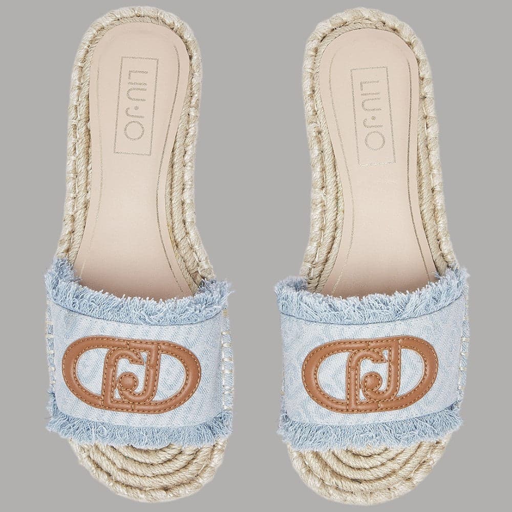 Ciabatte Espadrillas Denim Liu Jo con Logo Monogram e Orli Sfrangiati - 4