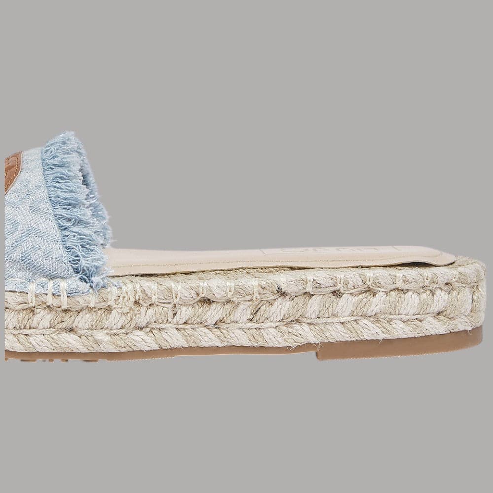 Ciabatte Espadrillas Denim Liu Jo con Logo Monogram e Orli Sfrangiati - 6
