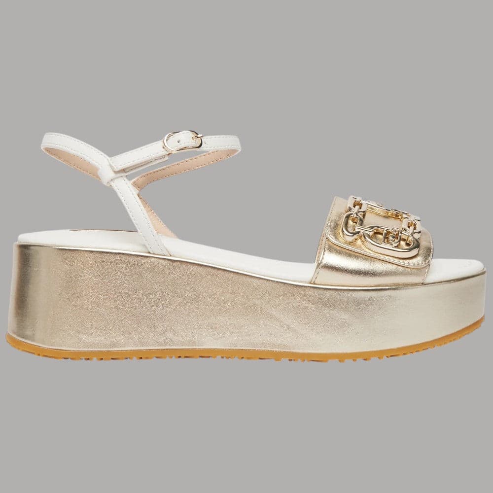 Sandali Oro Platform Donna Liu Jo con Logo e Finiture Metallizzate - 6