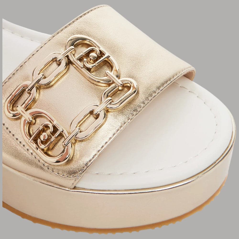 Sandali Oro Platform Donna Liu Jo con Logo e Finiture Metallizzate - 3