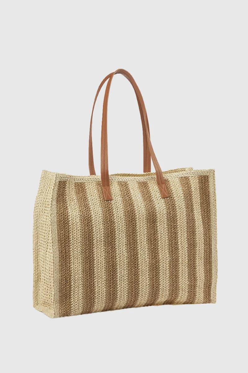 Borsa mare in paglia a righe | Verde Fashion - 2