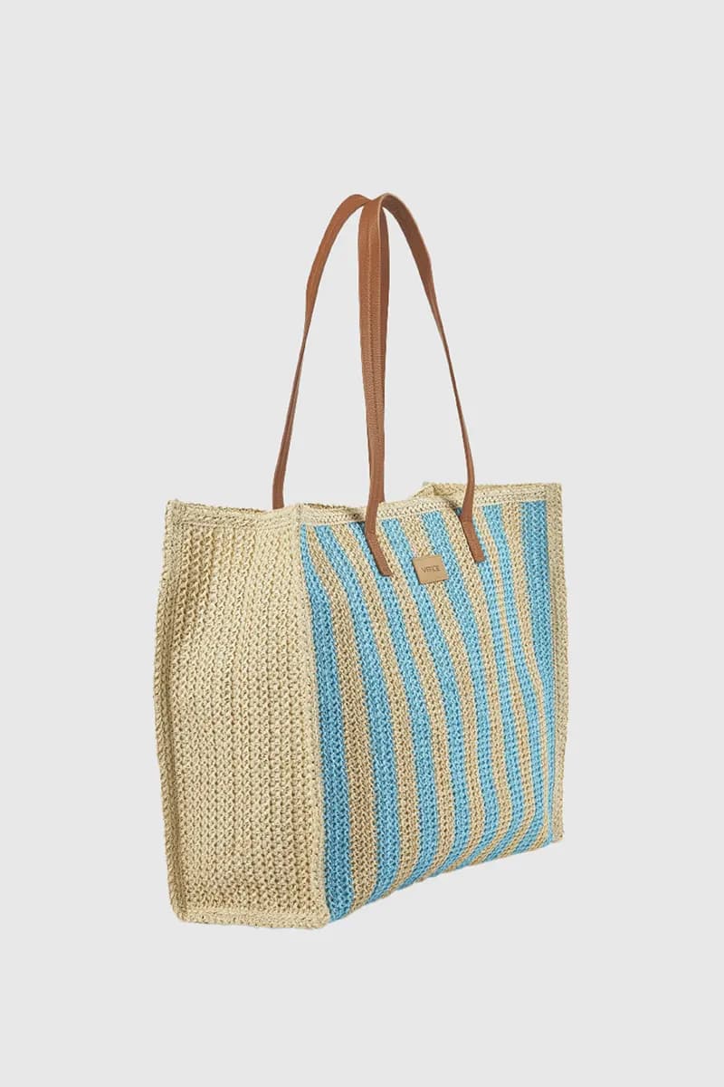 Borsa mare in paglia a righe | Verde Fashion - 12