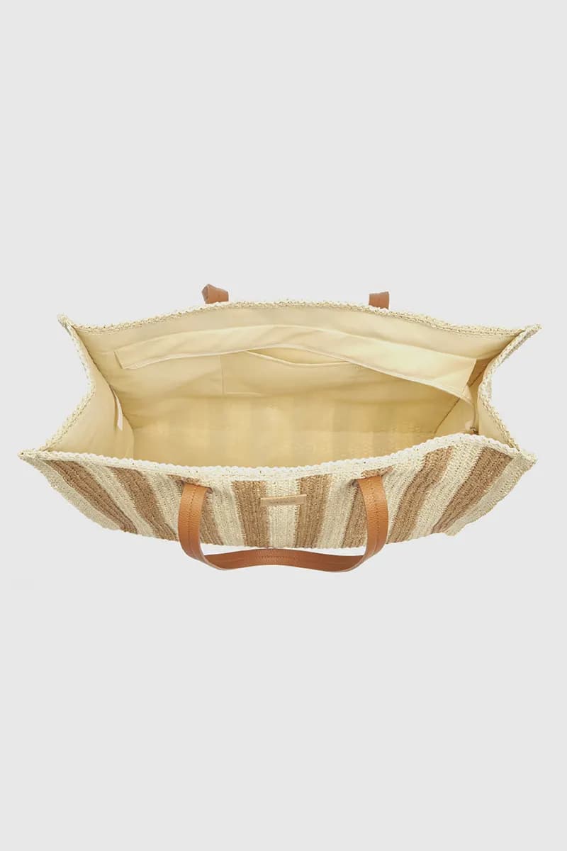 Borsa mare in paglia a righe | Verde Fashion - 3
