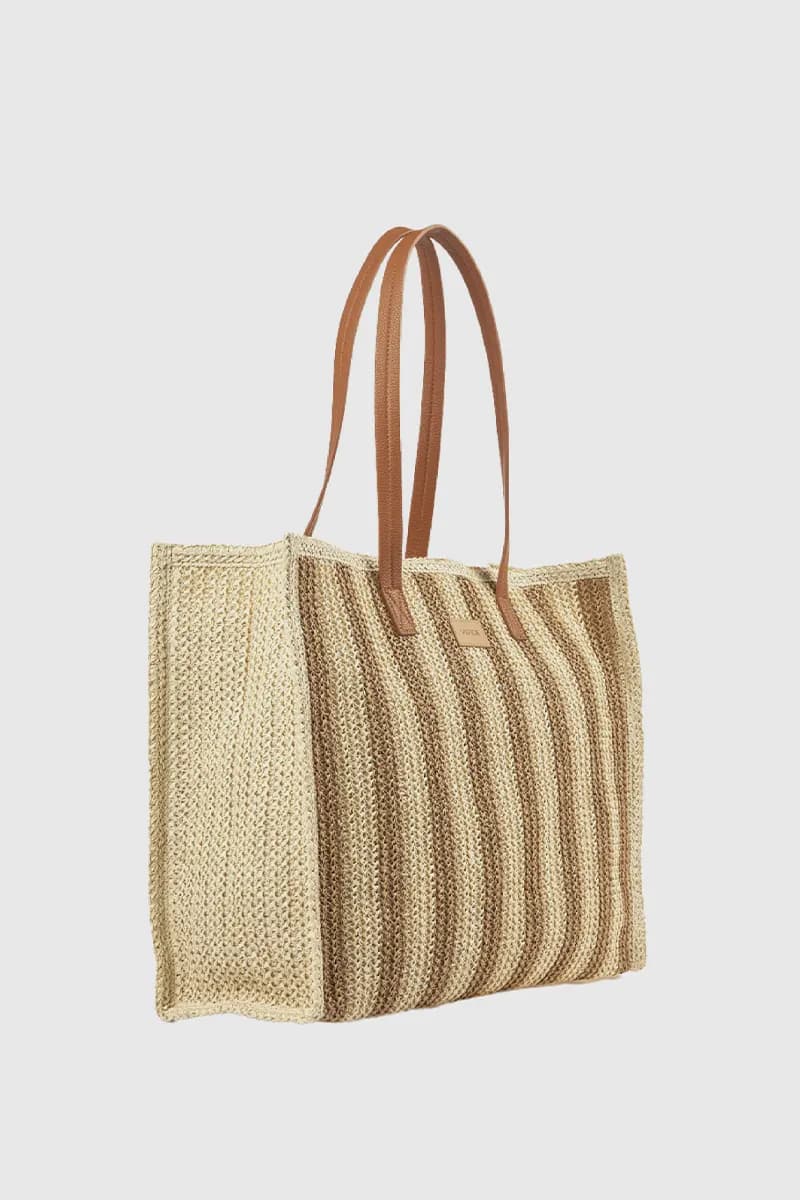 Borsa mare in paglia a righe | Verde Fashion - 4