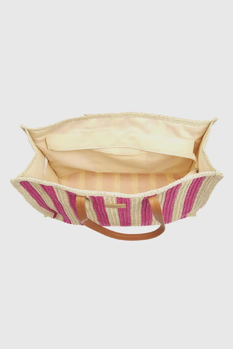 Borsa mare in paglia a righe | Verde Fashion - 7