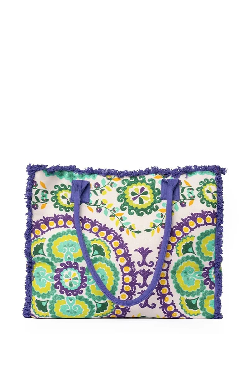Borsa mare in cotone stampa fiori | MYA ACCESSORIES - 2