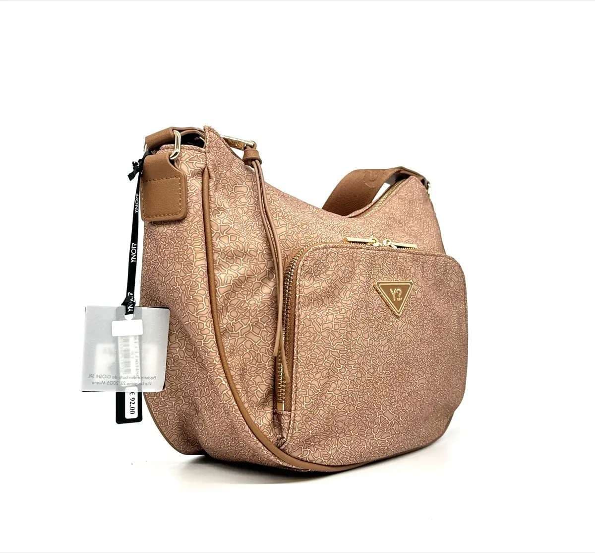 Ynot borsa a spalla CLO marrone con tracolla regolabile e tasca frontale zip - 2