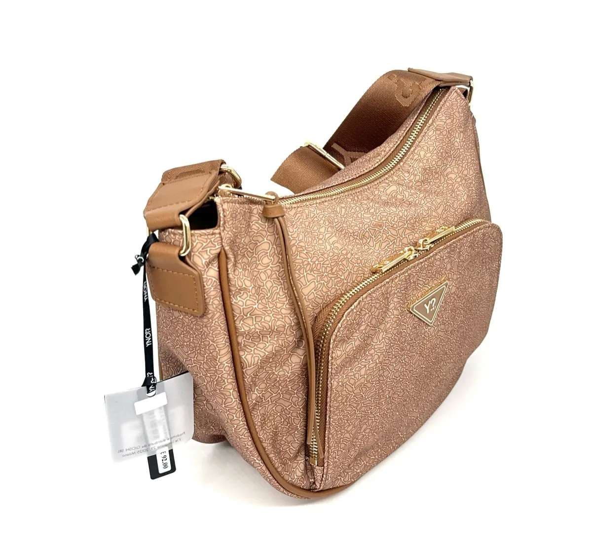 Ynot borsa a spalla CLO marrone con tracolla regolabile e tasca frontale zip - 3