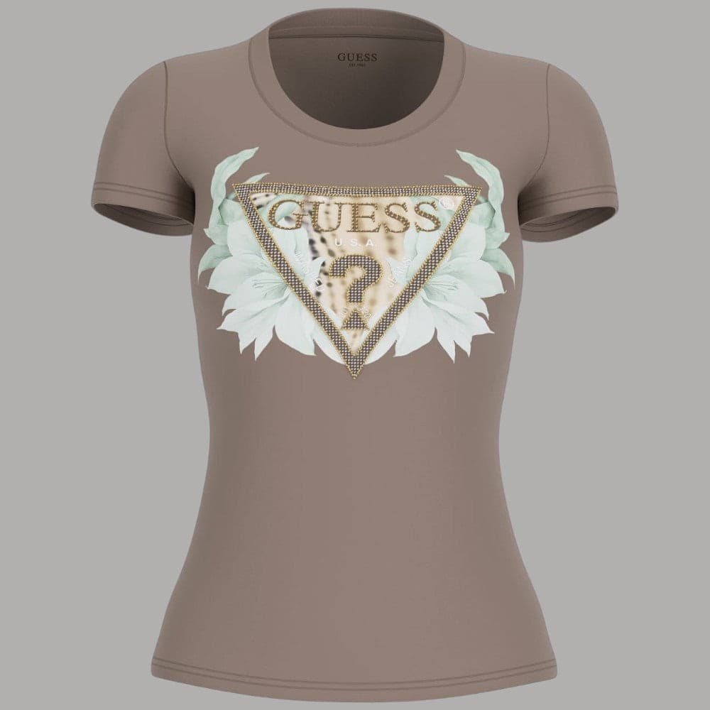 Stylish T-shirt Guess in Cotone Slim Logo Borchie Fiorite - 1