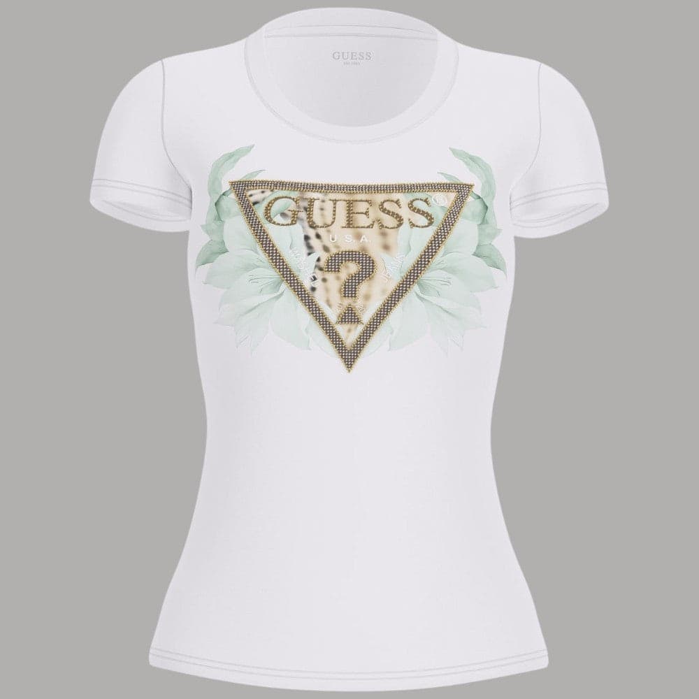 Stylish T-shirt Guess in Cotone Slim Logo Borchie Fiorite - 3