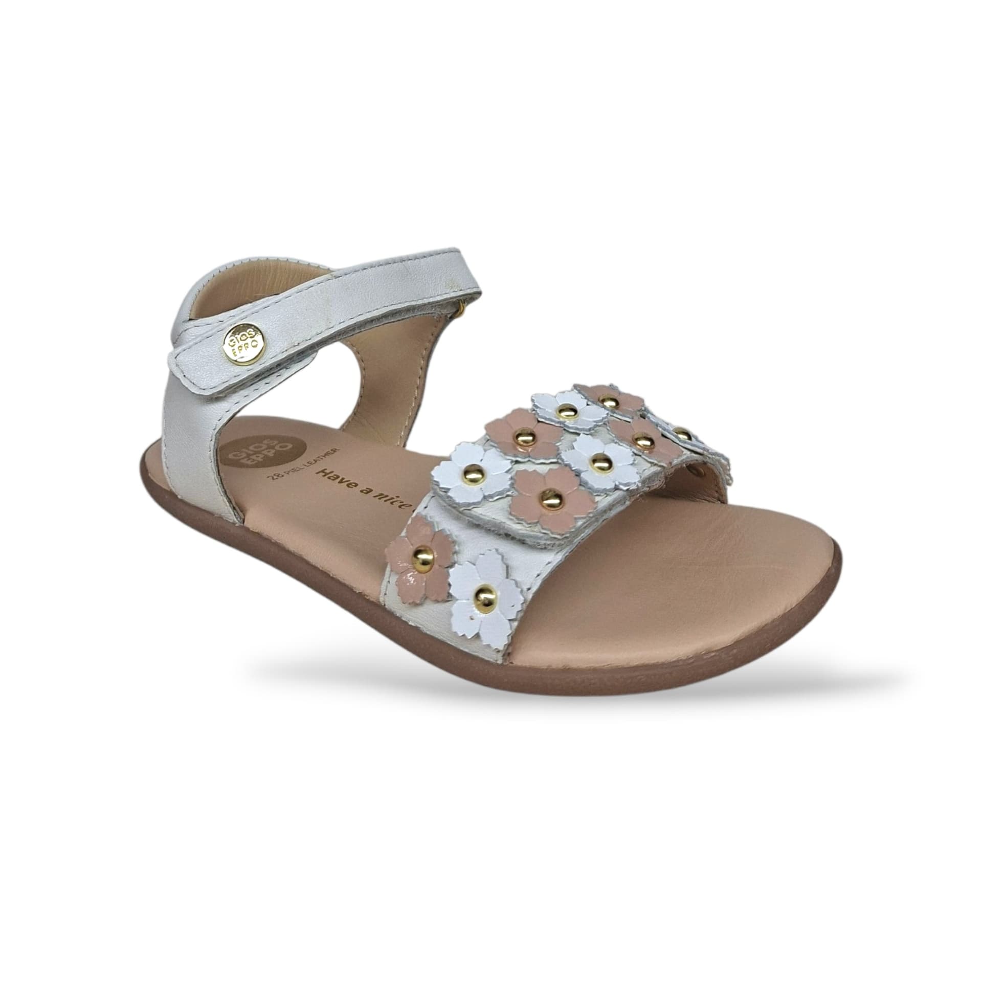 Sandali Bambina GIOSEPPO LOITOK 78808 – Bianco Cipria in Pelle | Velcro per Cerimonia e Ogni Occasione Romantica - 2