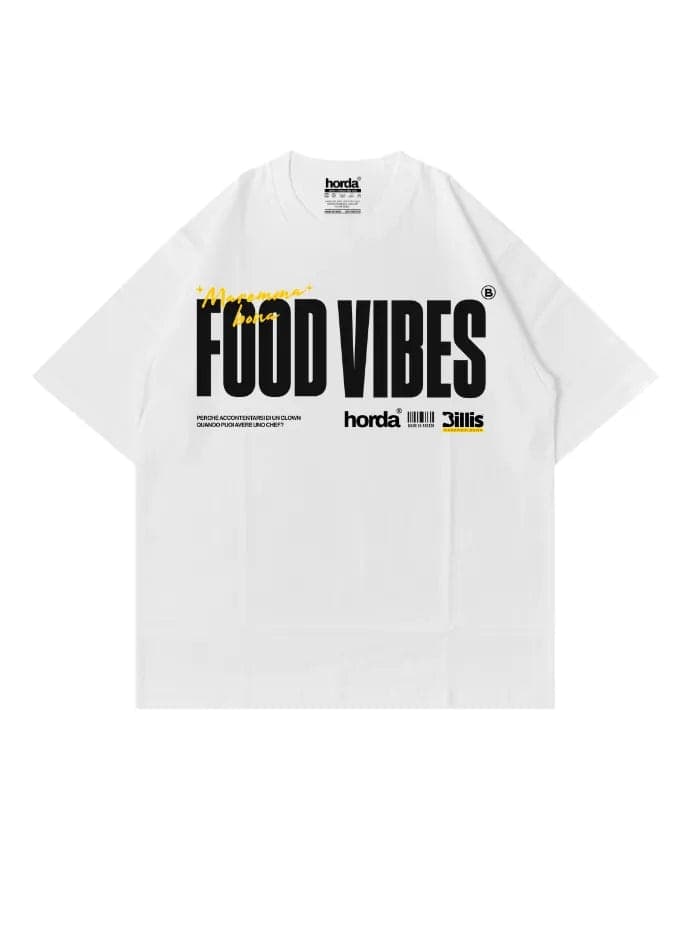 T-Shirt Bianca Boxy Fit Horda x Billis Food Vibes| Made in Italy