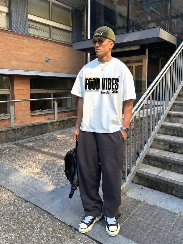 T-Shirt Bianca Boxy Fit Horda x Billis Food Vibes| Made in Italy - 2