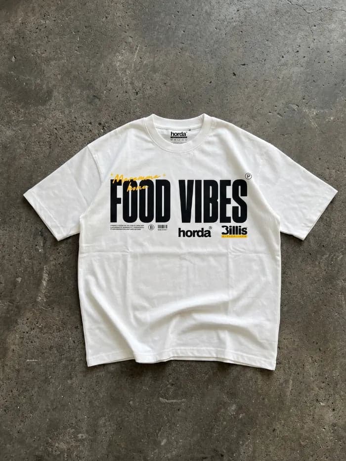 T-Shirt Bianca Boxy Fit Horda x Billis Food Vibes| Made in Italy - 4