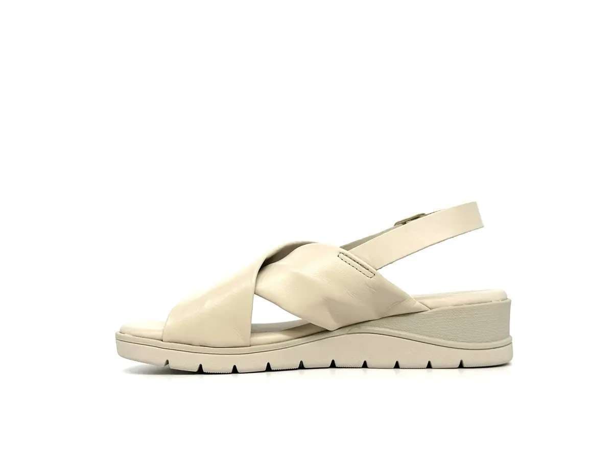 Cinzia Soft sandali donna pelle crema con zeppa e cinturino regolabile - 5