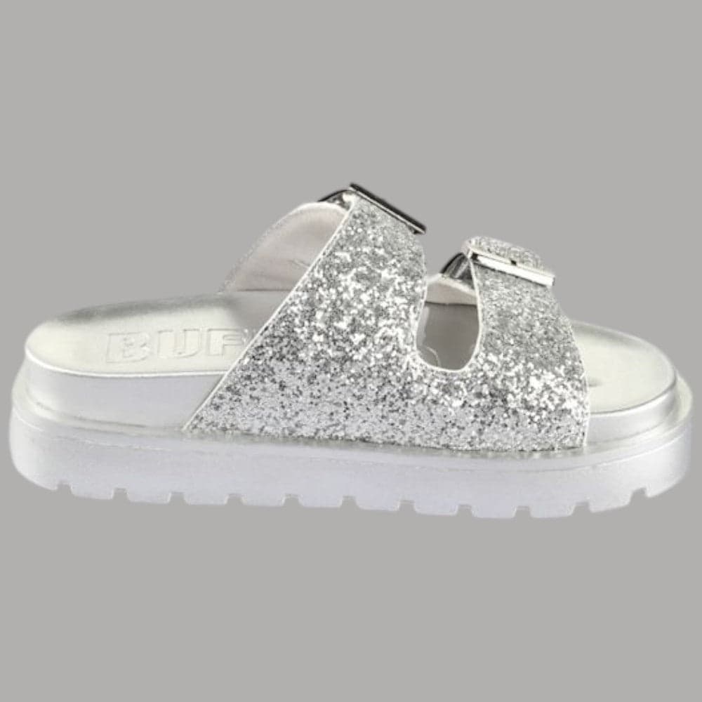 Buffalo ciabatta con plateau glitterata vegan tacco 5.5 cm suola antiscivolo - 4