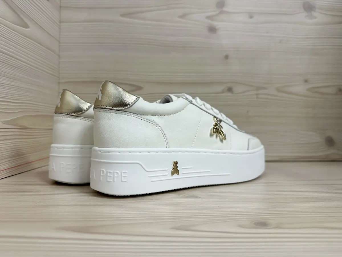 Patrizia Pepe sneaker donna pelle bianca platform logo laterale oro - 2