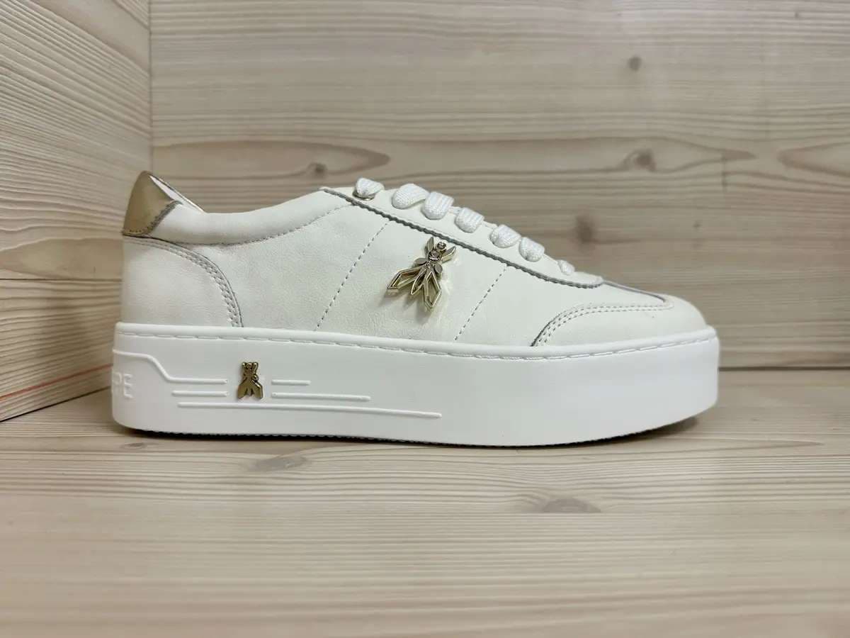 Patrizia Pepe sneaker donna pelle bianca platform logo laterale oro - 4