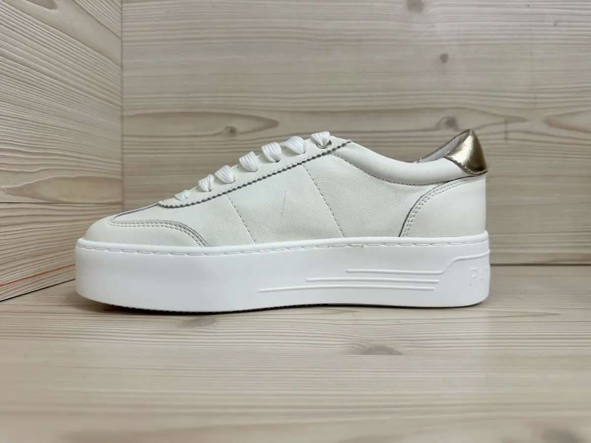 Patrizia Pepe sneaker donna pelle bianca platform logo laterale oro - 5