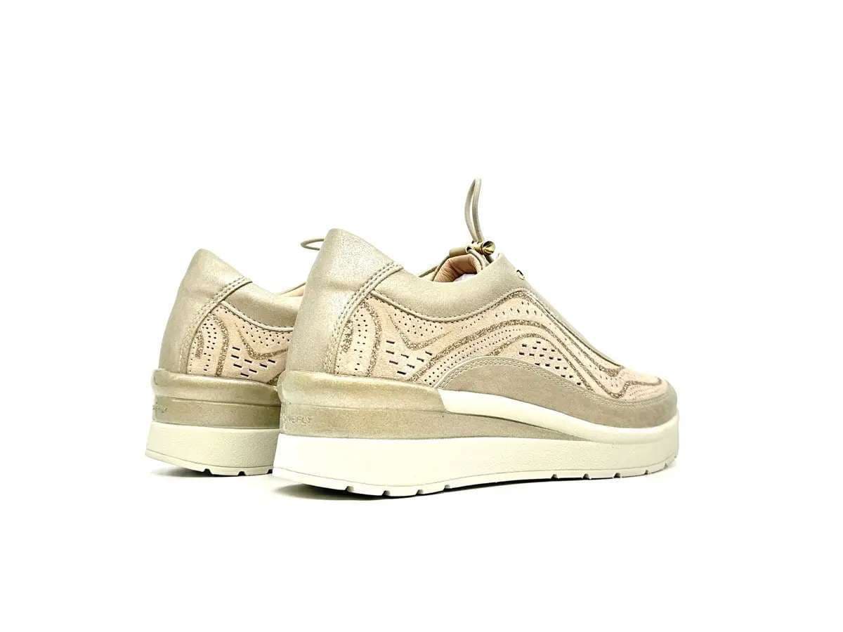 Stonefly sneaker donna oro traforate zeppa comfort suola leggera - 2