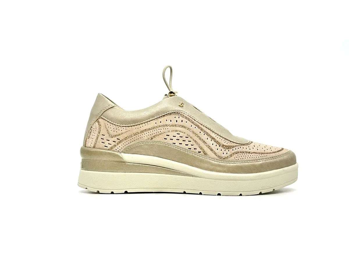 Stonefly sneaker donna oro traforate zeppa comfort suola leggera - 4