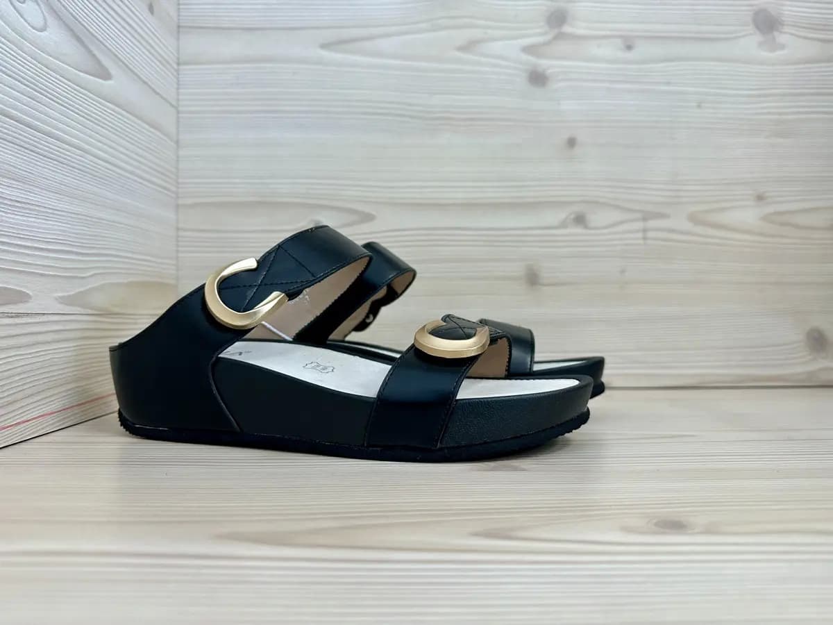 Cinzia Soft ciabatta donna nera zeppa comfort doppia fascia regolabile strappi - 6