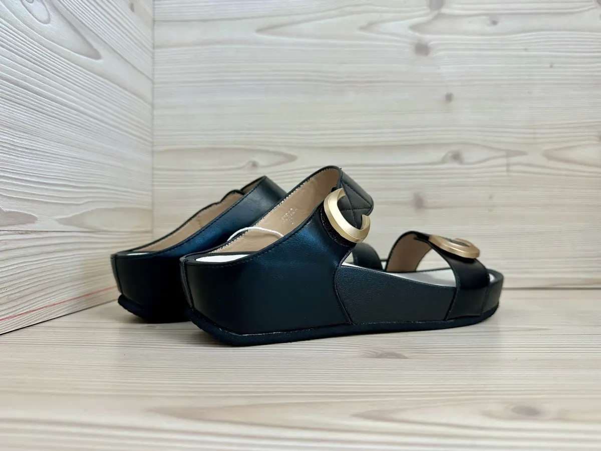 Cinzia Soft ciabatta donna nera zeppa comfort doppia fascia regolabile strappi - 2