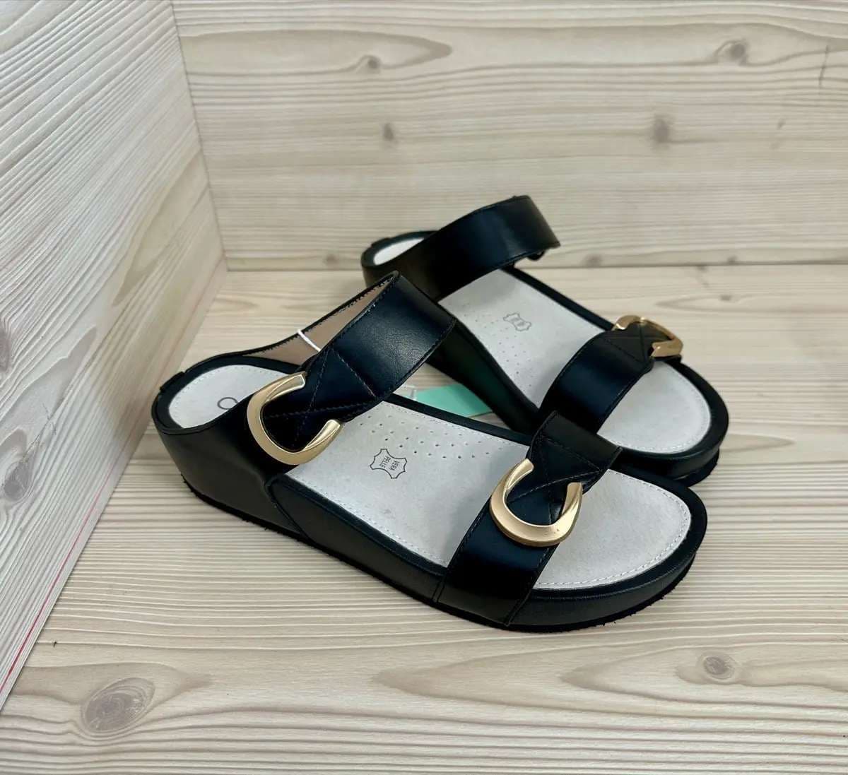 Cinzia Soft ciabatta donna nera zeppa comfort doppia fascia regolabile strappi - 3