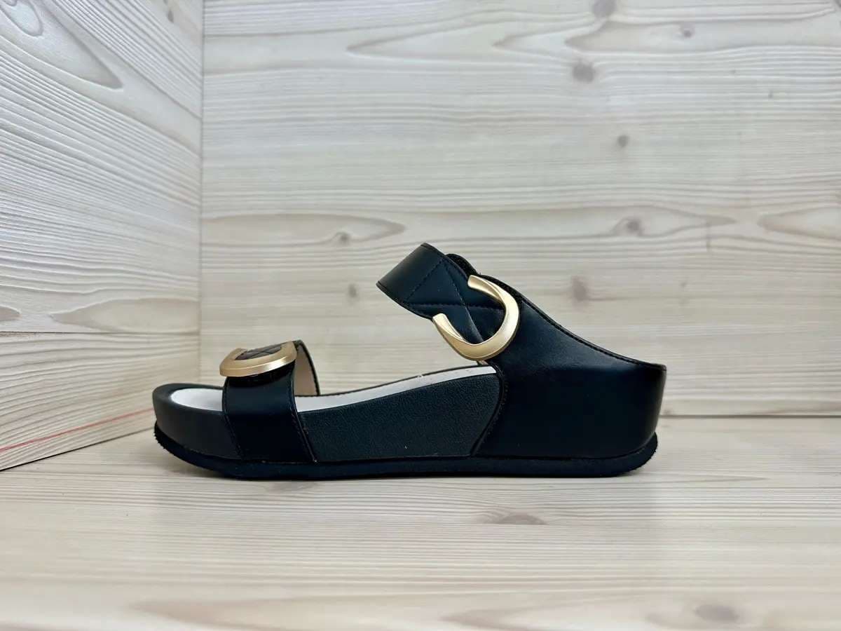 Cinzia Soft ciabatta donna nera zeppa comfort doppia fascia regolabile strappi - 4