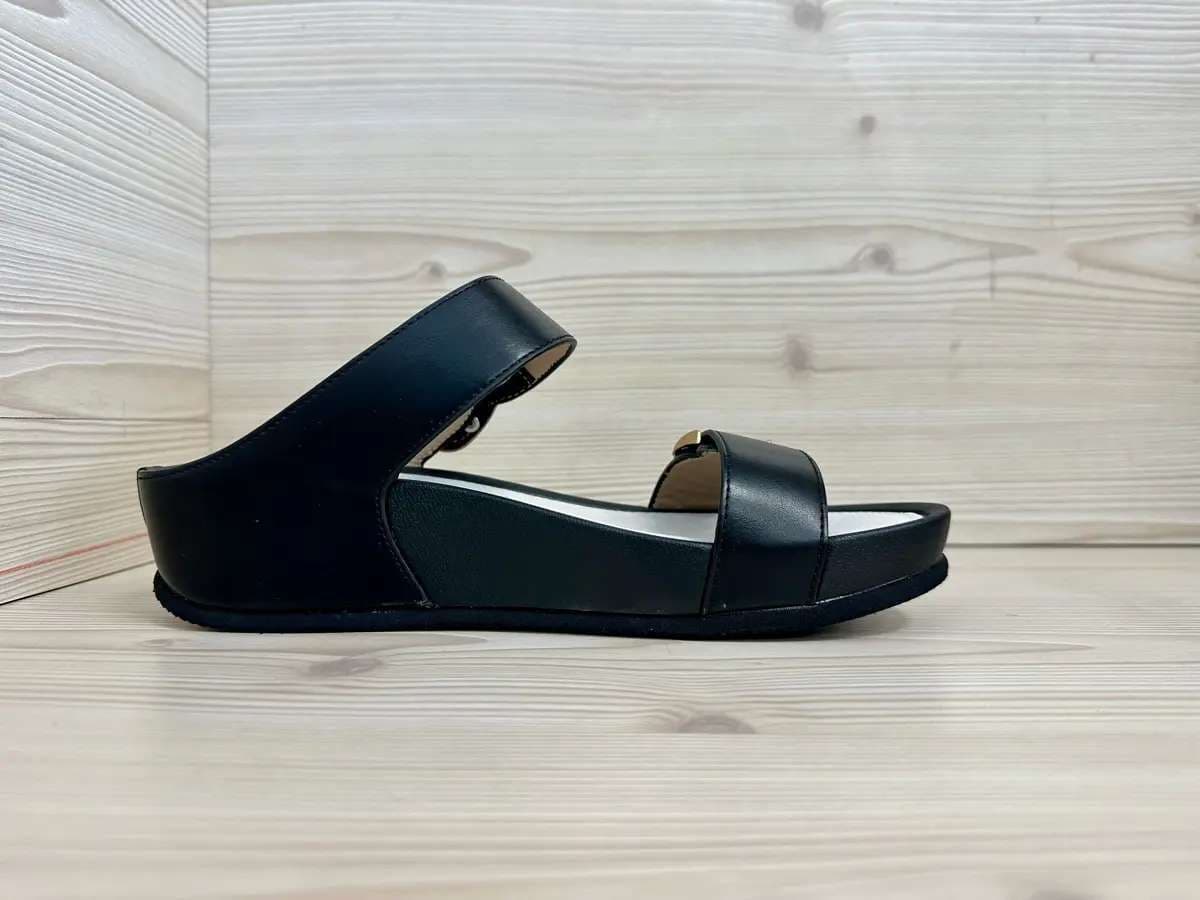 Cinzia Soft ciabatta donna nera zeppa comfort doppia fascia regolabile strappi - 5