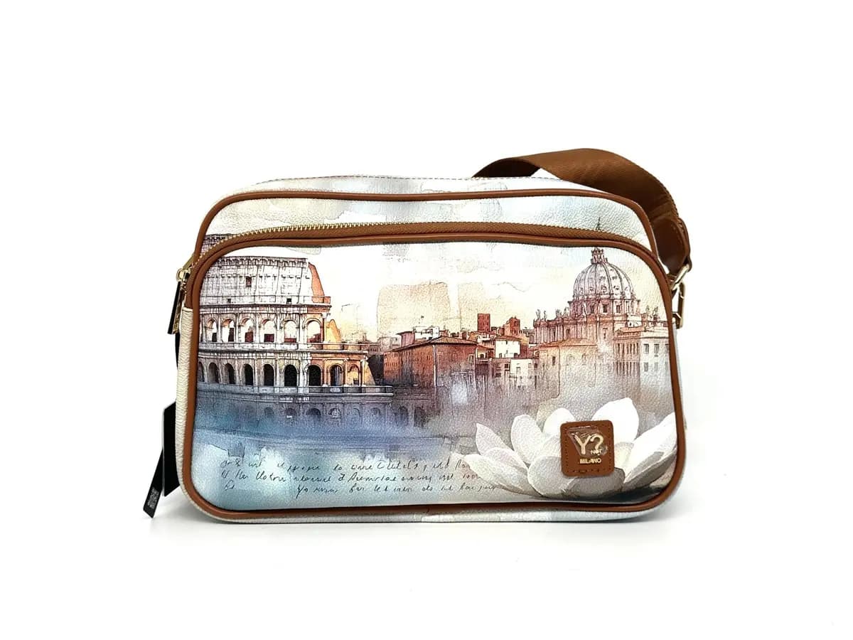 Ynot borsa donna tracolla Rome Lotus stampa multicolor Roma