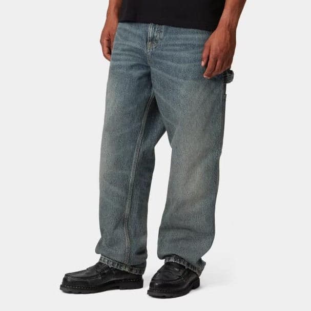 Pantalone Carhartt Single Knee Blue worn Used - 3