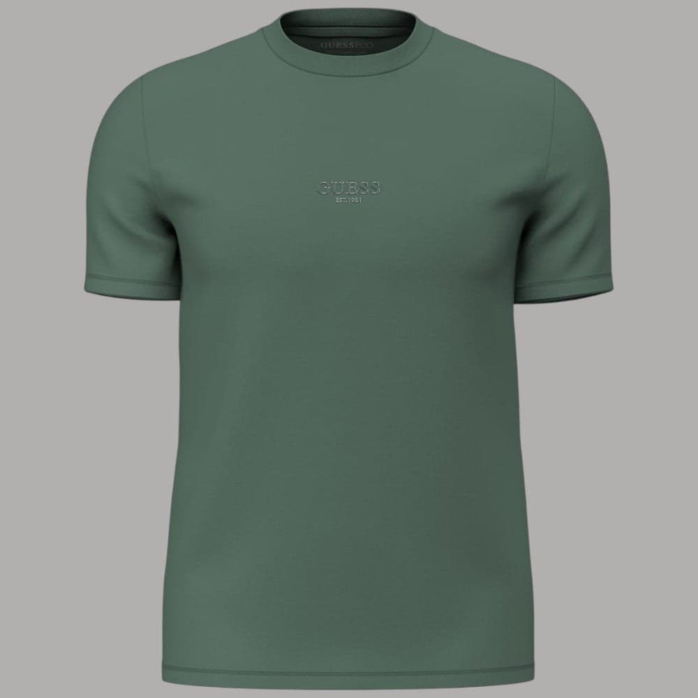 T-shirt Guess Slim Cotone con Logo Piccolo Frontale - 3