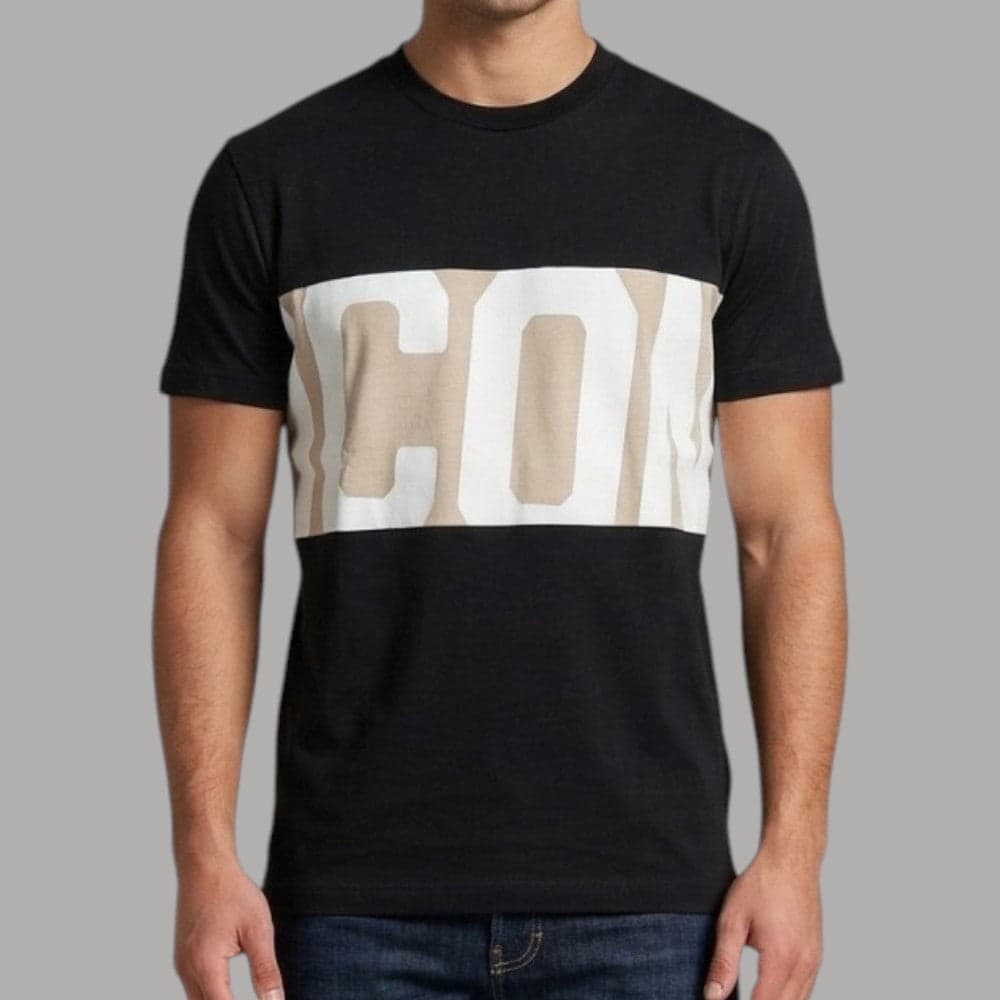 Maglietta ICON Cotone Girocollo Uomo con Logo Fascia - 3