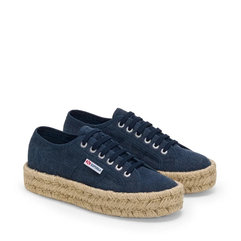 Superga Scarpa Donna Sneakers Platform in Cotone Navy - 2