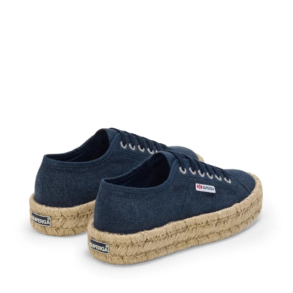 Superga Scarpa Donna Sneakers Platform in Cotone Navy - 4
