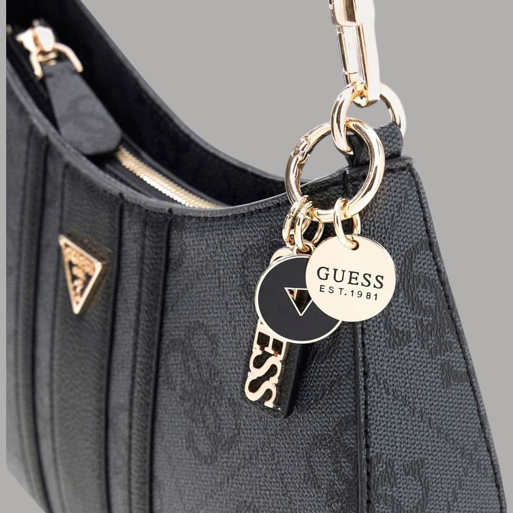 Guess borsa a spalla Noelle similpelle con logo e charm dorati - 4
