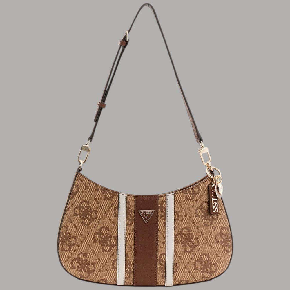 Guess borsa a spalla Noelle similpelle con logo e charm dorati - 5