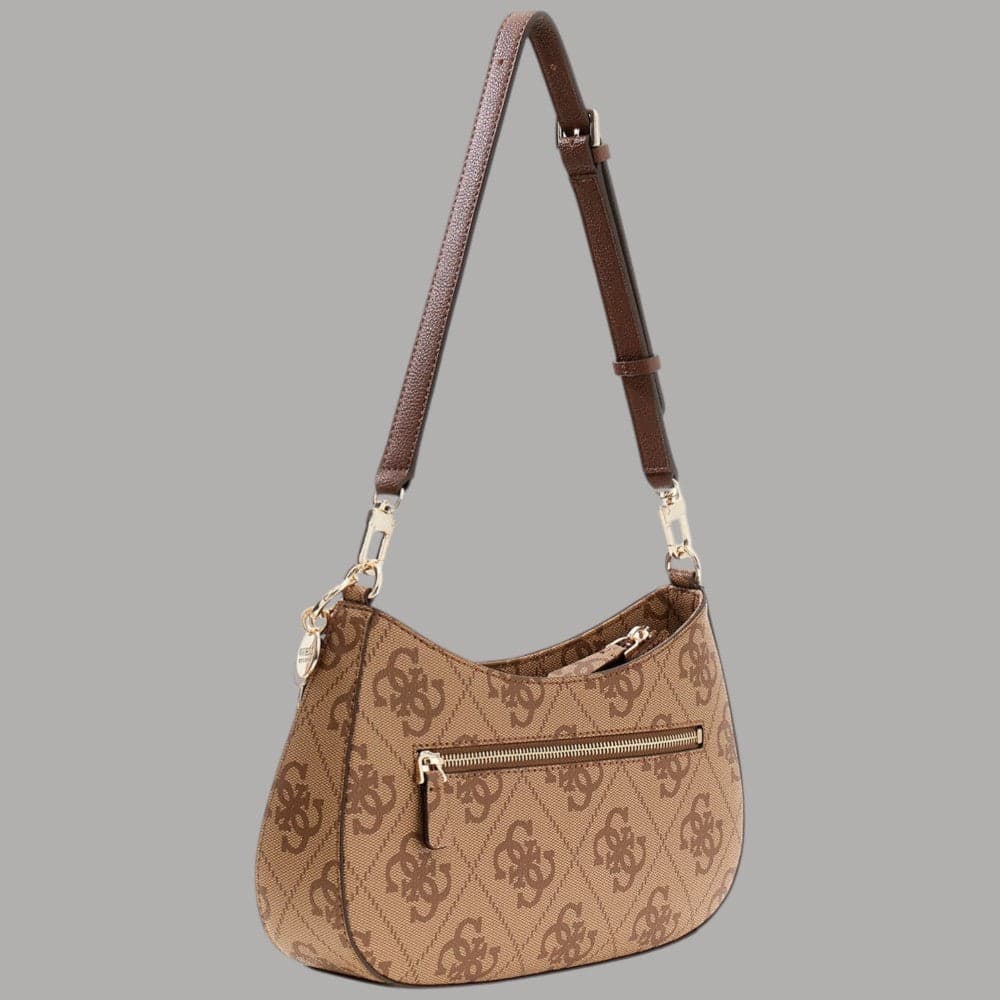 Guess borsa a spalla Noelle similpelle con logo e charm dorati - 8